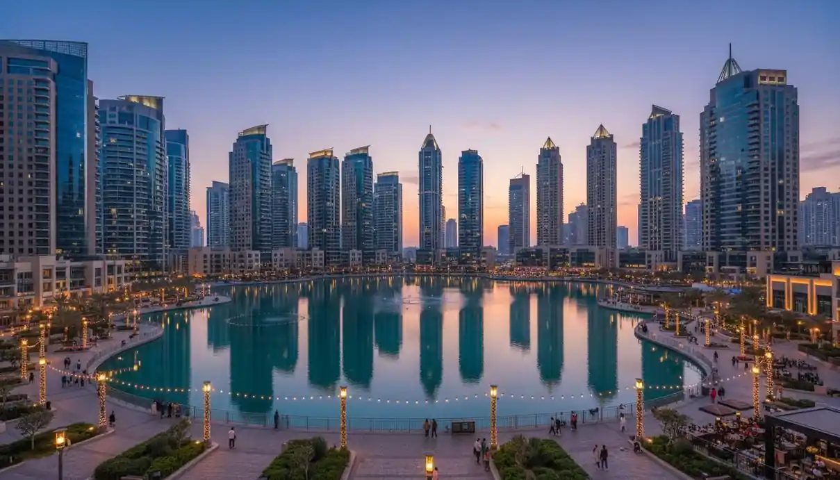 Jumeirah Lake Towers Dubai at dusk